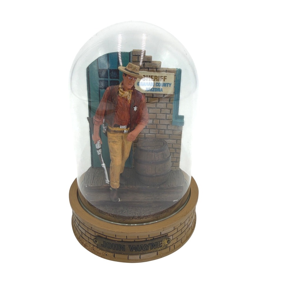 John Wayne Franklin Mint Limited Edition Hand Painted Sculpture Glass Dome
